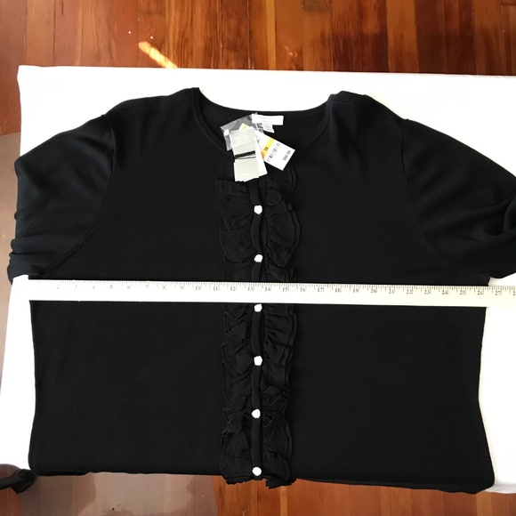 CHARTER CLUB Silk Cotton Cardigan Sweater Ruffle Black Women’s Plus Size 3X 2X - Picture 10 of 16
